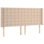 Headboard with LED cappuccino synthetic leather 183x16x118/128cm by , Headboards and footboards - Ref: Foro24-3124155, Price:...