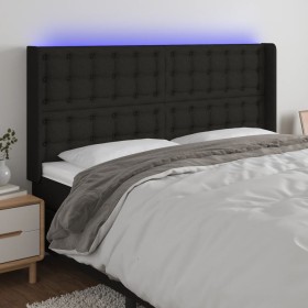 Cabecero con LED de tela negro 163x16x118/128 cm de , Cabeceros y pies de cama - Ref: Foro24-3124490, Precio: 152,99 €, Descu...