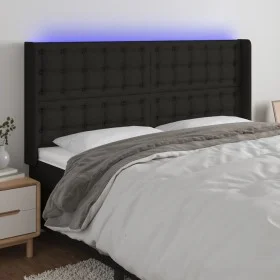 Kopfteil aus schwarzem Stoff mit LED 163x16x118/128 cm von , Kopf- und Fußteile - Ref: Foro24-3124490, Preis: 151,98 €, Rabat...