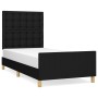 Estructura de cama con cabecero de tela negro 100x200 cm de , Camas y somieres - Ref: Foro24-3125359, Precio: 142,68 €, Descu...