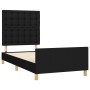 Estructura de cama con cabecero de tela negro 100x200 cm de , Camas y somieres - Ref: Foro24-3125359, Precio: 142,68 €, Descu...