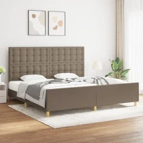 Estructura de cama con cabecero de tela gris taupe 200x200 cm de , Camas y somieres - Ref: Foro24-3125409, Precio: 262,78 €, ...