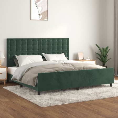 Estructura cama con cabecero terciopelo verde oscuro 200x200 cm de , Camas y somieres - Ref: Foro24-3126022, Precio: 263,21 €...
