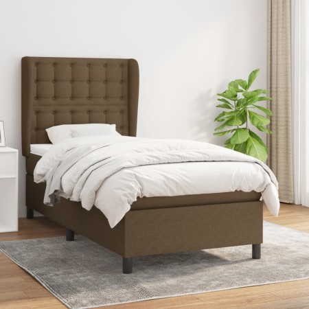 Cama box spring con colchón tela marrón oscuro 100x200 cm de , Camas y somieres - Ref: Foro24-3128264, Precio: 386,85 €, Desc...