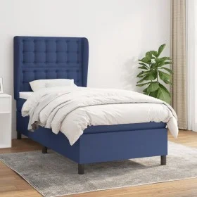 Cama box spring con colchón tela azul 90x190 cm de , Camas y somieres - Ref: Foro24-3128251, Precio: 351,99 €, Descuento: %