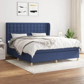 Box spring bed with blue fabric mattress 160x200 cm by , Beds and slatted bases - Ref: Foro24-3128859, Price: 569,97 €, Disco...