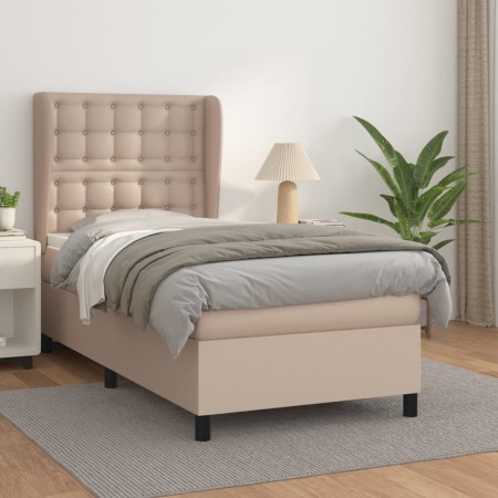 Cama box spring con colchón cuero sintético capuchino 90x200 cm de , Camas y somieres - Ref: Foro24-3129014, Precio: 356,76 €...