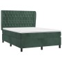 Cama box spring con colchón terciopelo verde oscuro 140x190 cm de , Camas y somieres - Ref: Foro24-3129390, Precio: 574,18 €,...