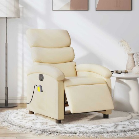 Sillón reclinable de masaje eléctrico tela color crema en Sillones | Comprar online en Foru.es