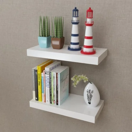 Estantes flotantes de pared 2 uds MDF blanco para libros/DVD de vidaXL, Estantes y estanterías - Ref: Foro24-242182, Precio: ...