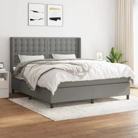 Box spring bed with dark gray fabric mattress 160x200 cm by , Beds and slatted bases - Ref: Foro24-3131762, Price: 617,61 €, ...