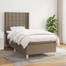 Box spring bed with taupe gray fabric mattress 90x200 cm by , Beds and slatted bases - Ref: Foro24-3132285, Price: 385,71 €, ...