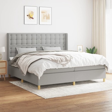 Cama box spring con colchón tela gris claro 200x200 cm de , Camas y somieres - Ref: Foro24-3132337, Precio: 652,40 €, Descuen...