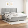 Cama box spring con colchón tela gris claro 200x200 cm de , Camas y somieres - Ref: Foro24-3132337, Precio: 652,40 €, Descuen...