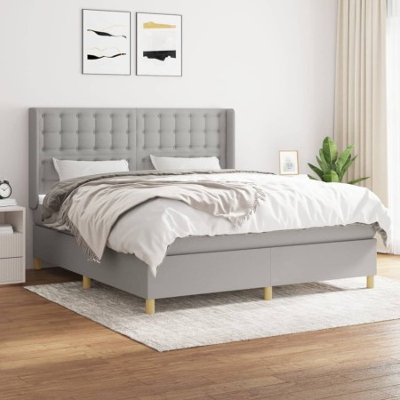Cama box spring con colchón tela gris claro 160x200 cm de , Camas y somieres - Ref: Foro24-3132321, Precio: 580,62 €, Descuen...