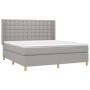 Cama box spring con colchón tela gris claro 160x200 cm de , Camas y somieres - Ref: Foro24-3132321, Precio: 580,62 €, Descuen...