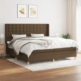 Cama box spring con colchón tela marrón oscuro 200x200 cm de , Camas y somieres - Ref: Foro24-3132340, Precio: 694,89 €, Desc...