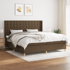Cama box spring con colchón tela marrón oscuro 200x200 cm de , Camas y somieres - Ref: Foro24-3132340, Precio: 692,71 €, Desc...