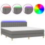 Cama box spring con colchón y LED tela gris oscuro 160x200 cm de , Camas y somieres - Ref: Foro24-3134046, Precio: 528,96 €, ...