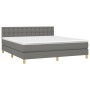 Cama box spring con colchón y LED tela gris oscuro 160x200 cm de , Camas y somieres - Ref: Foro24-3134046, Precio: 528,96 €, ...