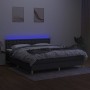 Cama box spring con colchón y LED tela gris oscuro 160x200 cm de , Camas y somieres - Ref: Foro24-3134046, Precio: 528,96 €, ...