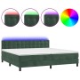 Cama box spring colchón y LED terciopelo verde oscuro 200x200cm de , Camas y somieres - Ref: Foro24-3134666, Precio: 615,47 €...