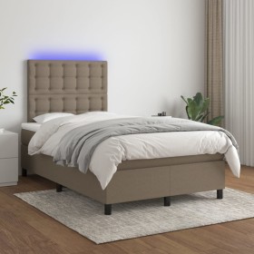 Cama box spring con colchón y LED tela gris taupe 120x200 cm de , Camas y somieres - Ref: Foro24-3135185, Precio: 410,48 €, D...
