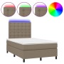 Cama box spring con colchón y LED tela gris taupe 120x200 cm de , Camas y somieres - Ref: Foro24-3135185, Precio: 410,48 €, D...