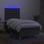 Cama box spring colchón y luces LED tela gris oscuro 80x200 cm de , Camas y somieres - Ref: Foro24-3135710, Precio: 355,17 €,...
