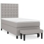 Cama box spring con colchón tela gris claro 80x200 cm de , Camas y somieres - Ref: Foro24-3136869, Precio: 342,01 €, Descuent...