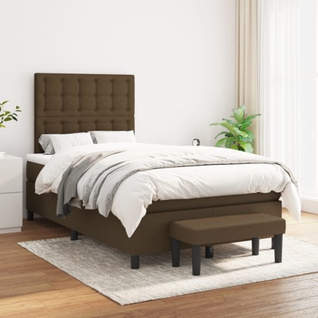 Cama box spring con colchón tela marrón oscuro 120x200 cm de , Camas y somieres - Ref: Foro24-3136904, Precio: 469,38 €, Desc...
