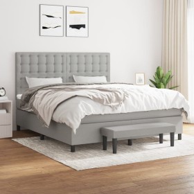Cama box spring con colchón tela gris claro 160x200 cm de , Camas y somieres - Ref: Foro24-3136925, Precio: 616,17 €, Descuen...