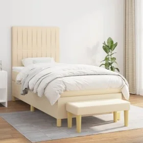 Box spring bed with cream fabric mattress 90x200 cm by , Beds and slatted bases - Ref: Foro24-3137290, Price: 350,91 €, Disco...