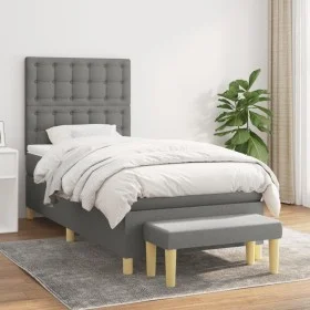 Box spring bed with dark gray fabric mattress 80x200 cm by , Beds and slatted bases - Ref: Foro24-3137430, Price: 399,63 €, D...