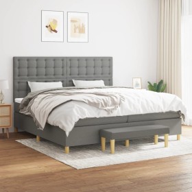 Cama box spring con colchón tela gris oscuro 200x200 cm de , Camas y somieres - Ref: Foro24-3137502, Precio: 732,28 €, Descue...