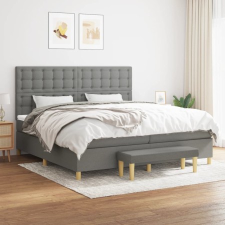 Cama box spring con colchón tela gris oscuro 200x200 cm de , Camas y somieres - Ref: Foro24-3137502, Precio: 732,28 €, Descue...