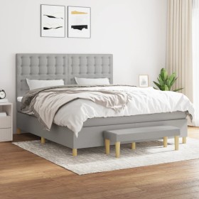 Cama box spring con colchón tela gris claro 160x200 cm de , Camas y somieres - Ref: Foro24-3137485, Precio: 598,27 €, Descuen...