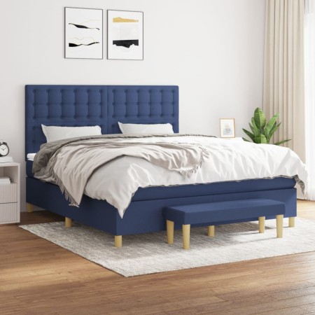 Cama box spring con colchón tela azul 160x200 cm de , Camas y somieres - Ref: Foro24-3137491, Precio: 606,13 €, Descuento: %
