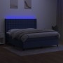 Cama box spring colchón y luces LED tela azul 160x200 cm de , Camas y somieres - Ref: Foro24-3138651, Precio: 577,51 €, Descu...
