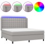 Cama box spring colchón y luces LED tela gris claro 160x200 cm de , Camas y somieres - Ref: Foro24-3138645, Precio: 599,17 €,...