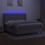 Cama box spring colchón y luces LED tela gris claro 160x200 cm de , Camas y somieres - Ref: Foro24-3138645, Precio: 599,17 €,...
