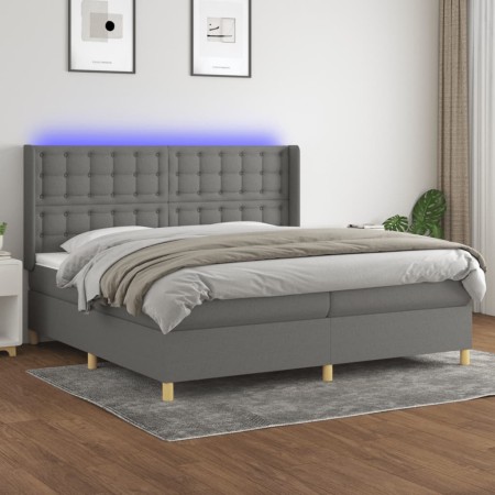 Cama box spring colchón y luces LED tela gris claro 200x200 cm de , Camas y somieres - Ref: Foro24-3139222, Precio: 661,64 €,...