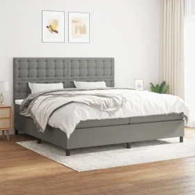 Cama box spring con colchón tela gris oscuro 200x200 cm de , Camas y somieres - Ref: Foro24-3142122, Precio: 661,39 €, Descue...