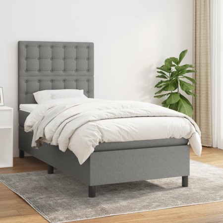 Cama box spring con colchón tela gris oscuro 80x200 cm de , Camas y somieres - Ref: Foro24-3142050, Precio: 346,31 €, Descuen...