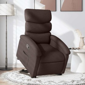 Sillón reclinable elevable tela marrón oscuro en Sillones | Comprar online en Foru.es