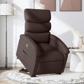 Sillón reclinable elevable tela marrón oscuro en Sillones | Comprar online en Foru.es