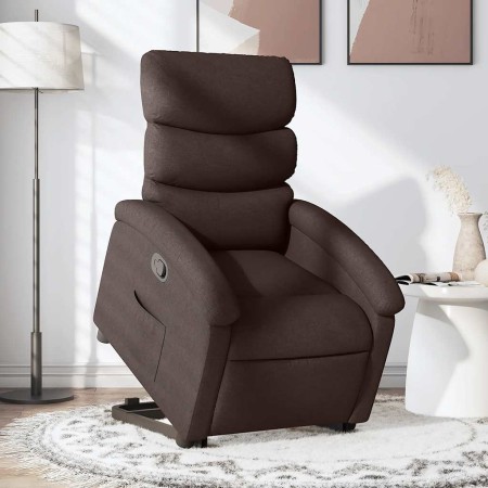 Sillón reclinable elevable tela marrón oscuro en Sillones | Comprar online en Foru.es