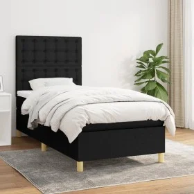 Cama box spring con colchón tela negro 80x200 cm de , Camas y somieres - Ref: Foro24-3142611, Precio: 298,35 €, Descuento: %