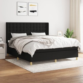 Cama box spring con colchón tela negro 160x200 cm de , Camas y somieres - Ref: Foro24-3132323, Precio: 662,95 €, Descuento: %