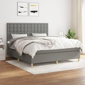 Box spring bed with dark gray fabric mattress 160x200 cm by , Beds and slatted bases - Ref: Foro24-3142666, Price: 604,66 €, ...